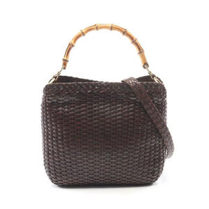 Gucci Bamboo Handbag Leather Brown